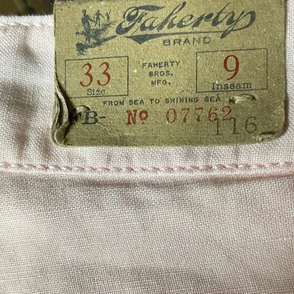 Faherty Malibu Linen & Cotton Chino Shorts 9” Inseam Summer Pink Men’s Sz 33
